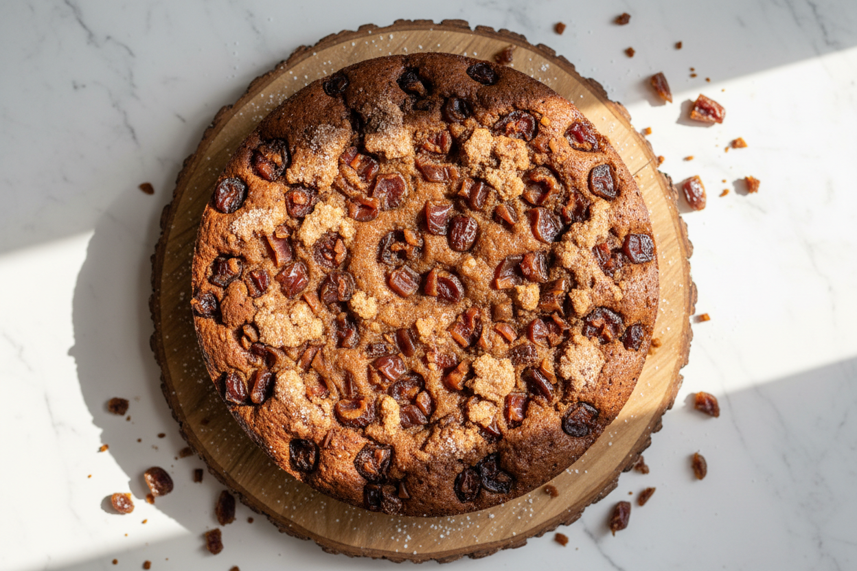 generate a date cake taken from above 